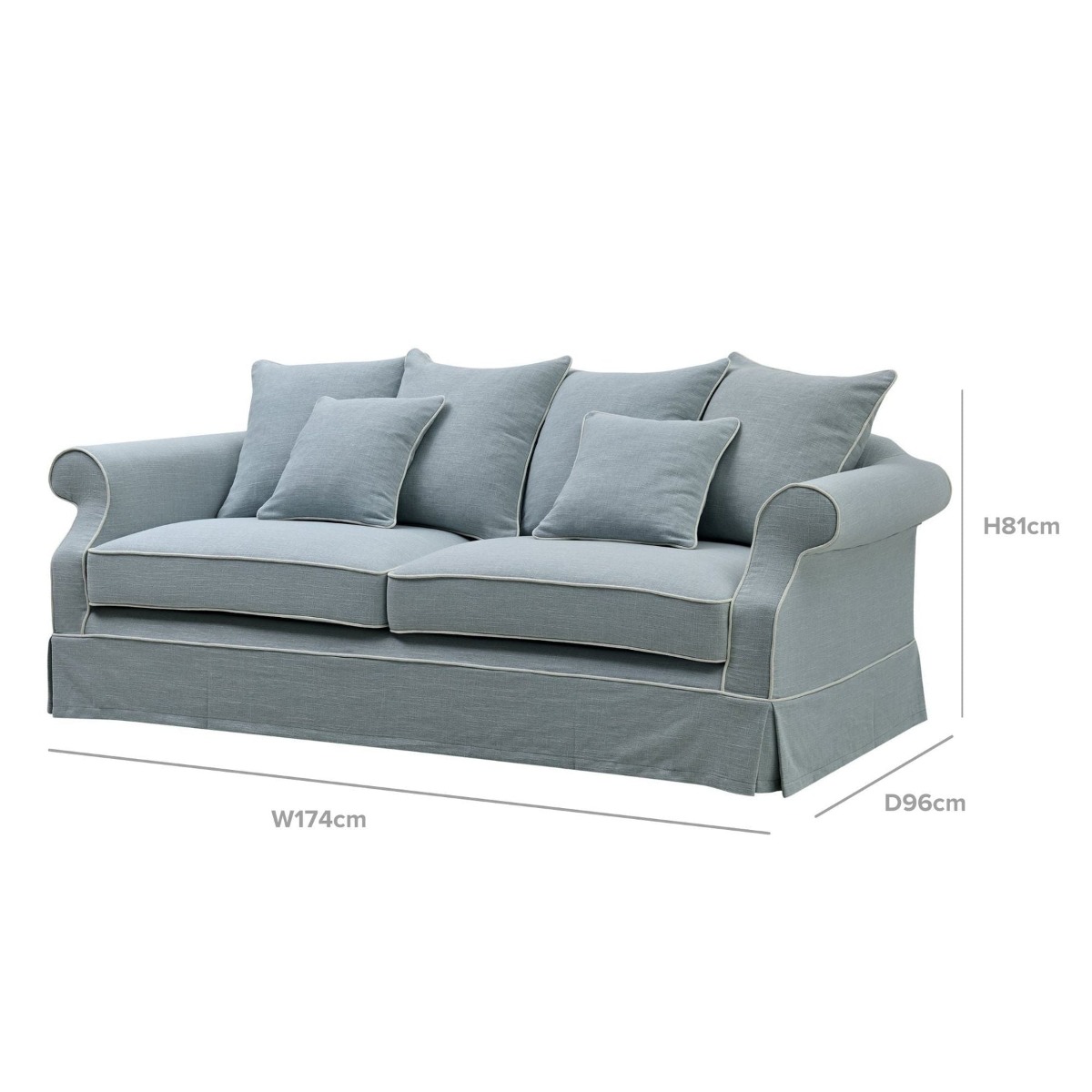 Slip Cover Only - Avalon Hamptons 3 Seat Sofa Beach, W 226cm D 96cm H 81cm (RRP $999) - Image 11