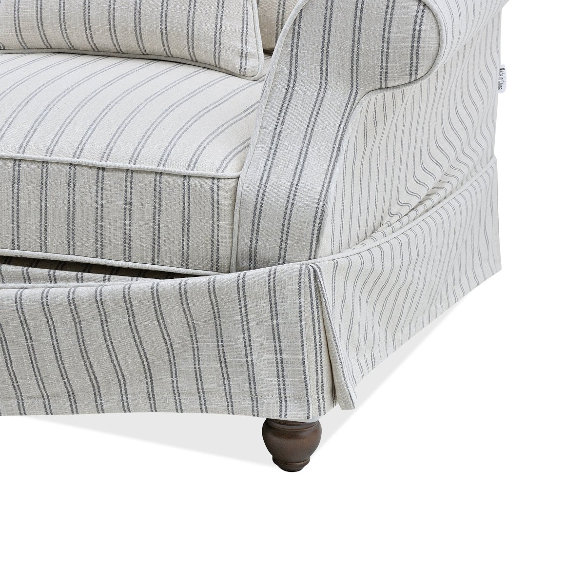 Slip Cover Only - Avalon Hamptons Armchair Stone Stripe, W 109cm D 96cm H 81cm (RRP $699) - Image 3