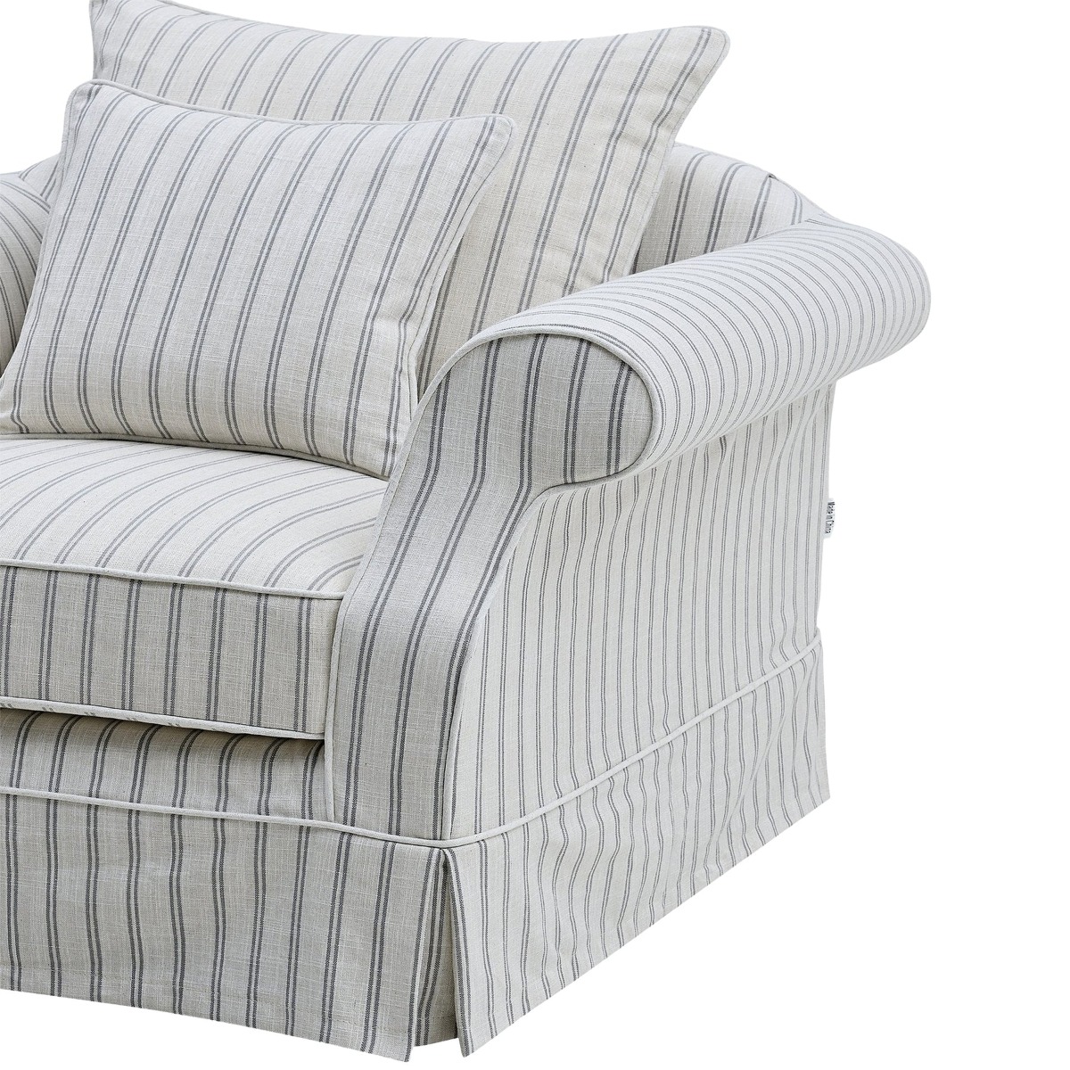 Slip Cover Only - Avalon Hamptons Armchair Stone Stripe, W 109cm D 96cm H 81cm (RRP $699) - Image 5