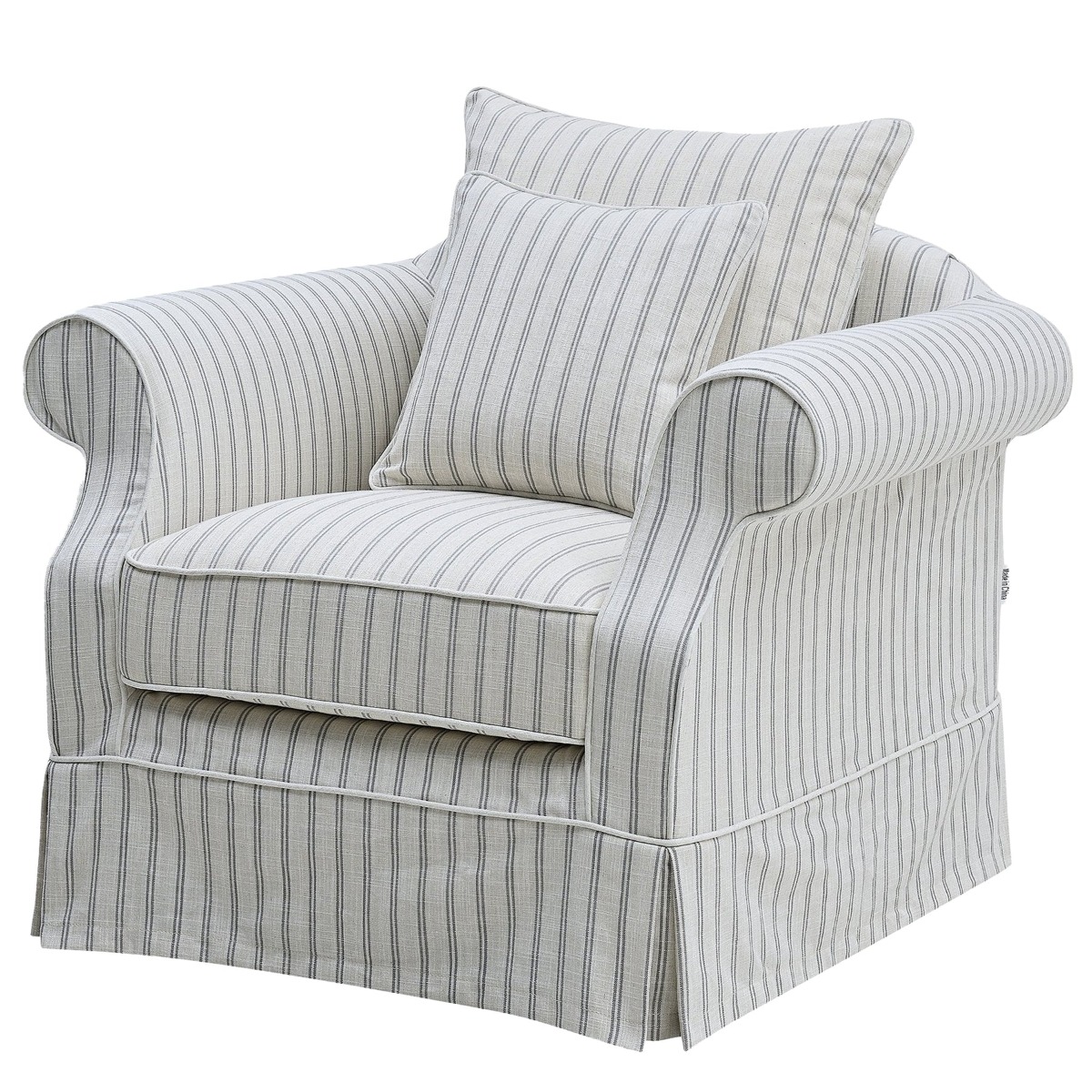 Slip Cover Only - Avalon Hamptons Armchair Stone Stripe, W 109cm D 96cm H 81cm (RRP $699) - Image 6