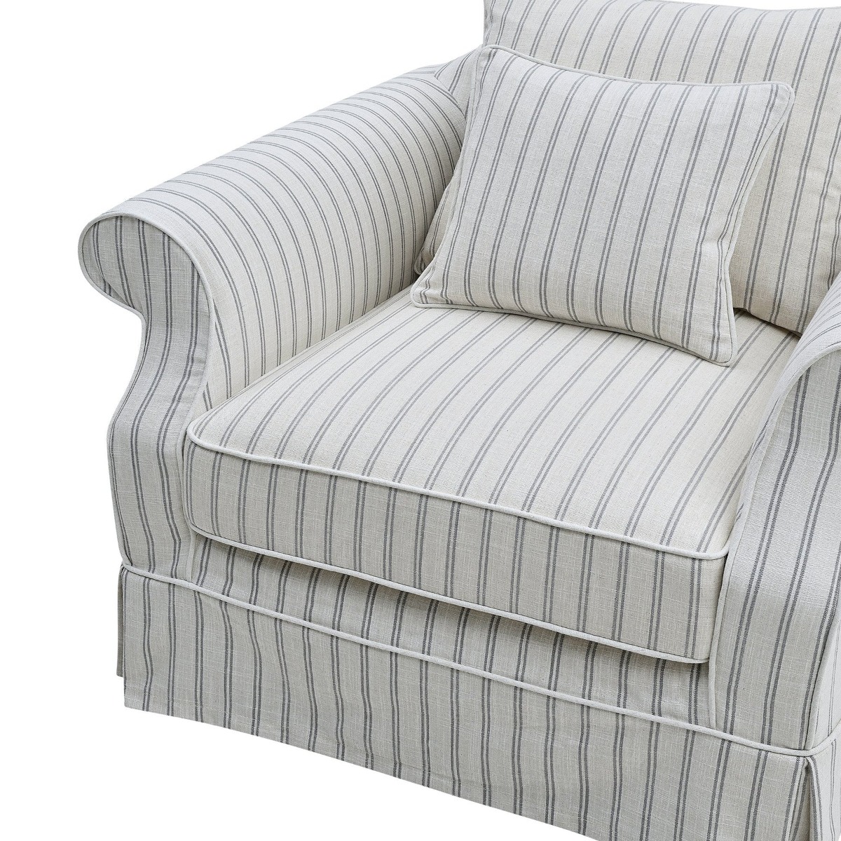Slip Cover Only - Avalon Hamptons Armchair Stone Stripe, W 109cm D 96cm H 81cm (RRP $699) - Image 7