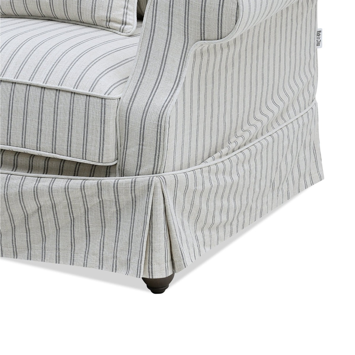 Slip Cover Only - Avalon Hamptons 2 Seat Sofa Stone Stripe, D 174cm W 96cm H 81cm (RRP $799) - Image 3
