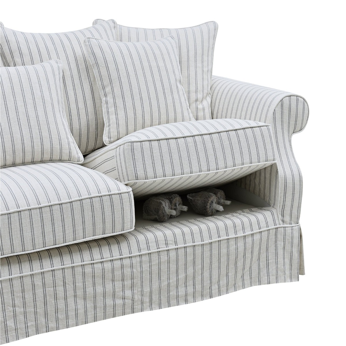 Slip Cover Only - Avalon Hamptons 2 Seat Sofa Stone Stripe, D 174cm W 96cm H 81cm (RRP $799) - Image 4