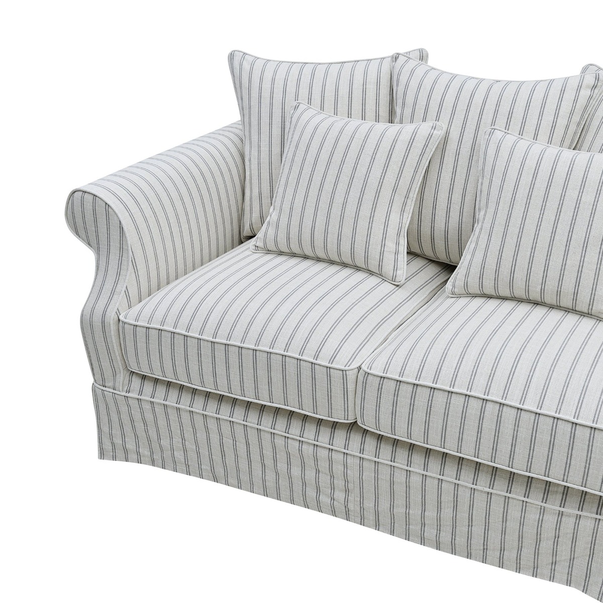 Slip Cover Only - Avalon Hamptons 2 Seat Sofa Stone Stripe, D 174cm W 96cm H 81cm (RRP $799) - Image 5