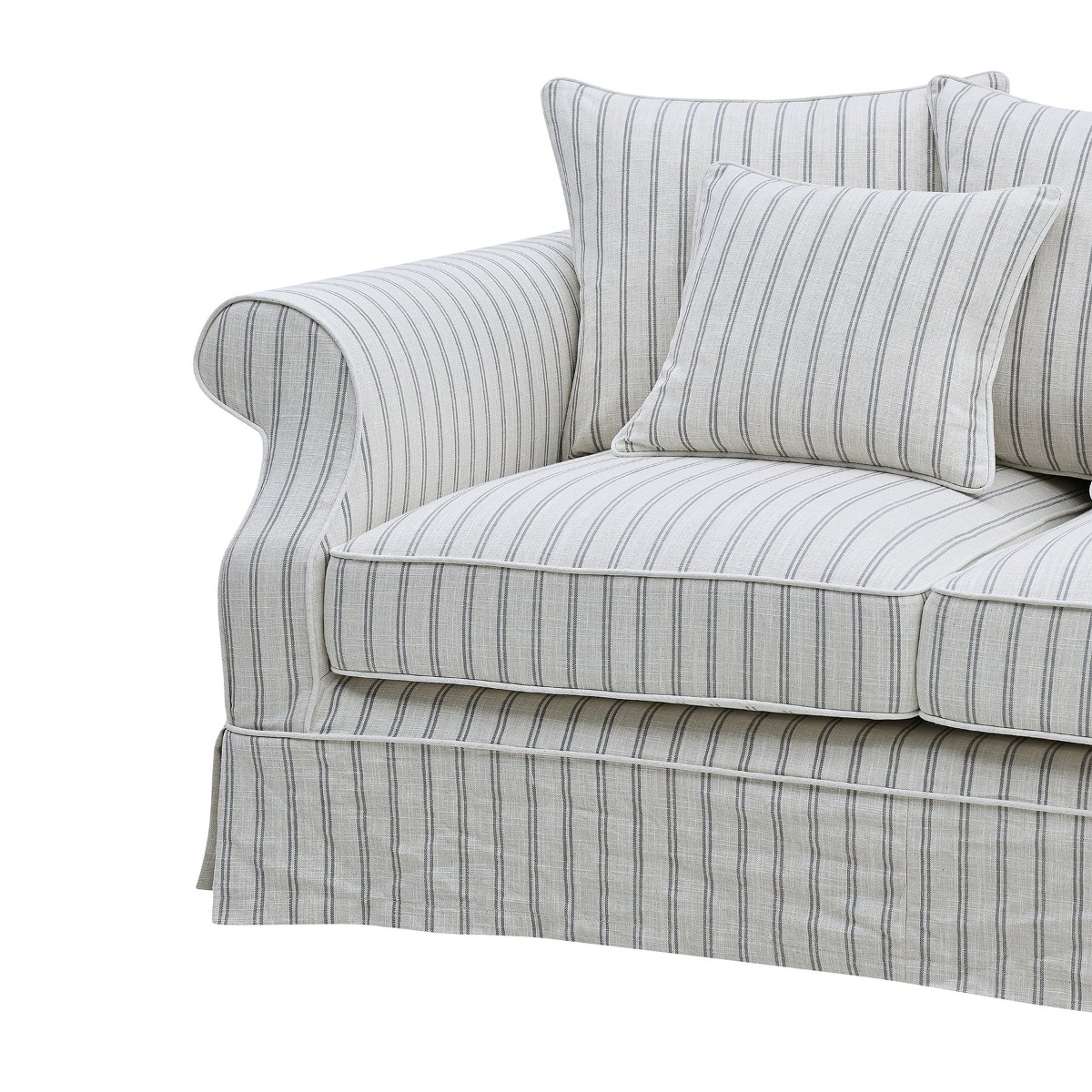 Slip Cover Only - Avalon Hamptons 2 Seat Sofa Stone Stripe, D 174cm W 96cm H 81cm (RRP $799) - Image 7