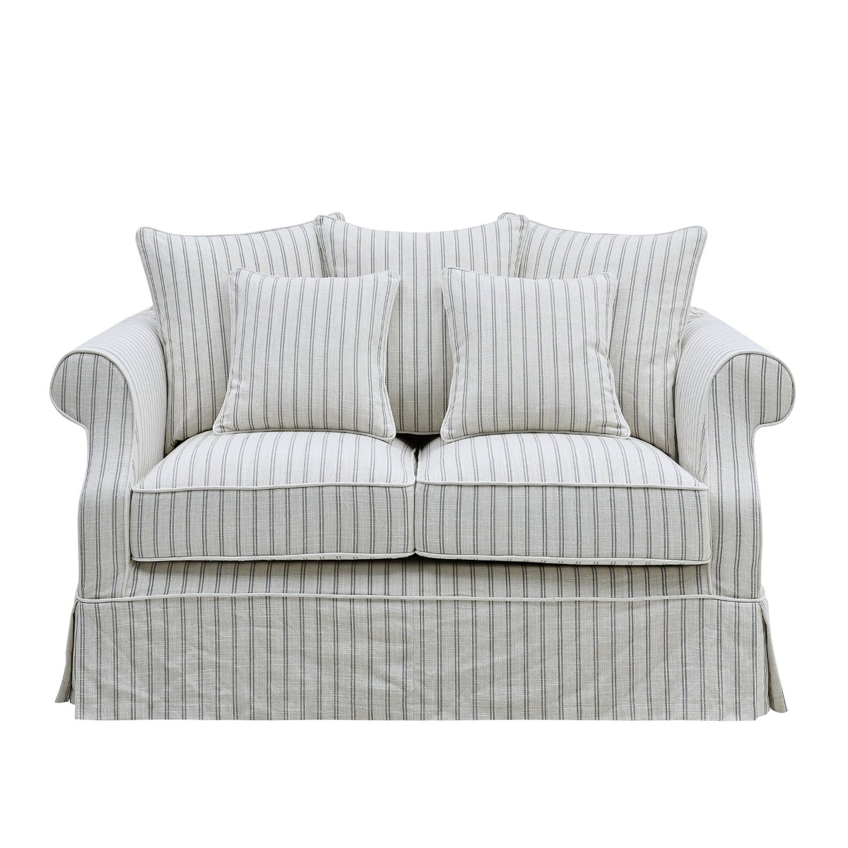 Slip Cover Only - Avalon Hamptons 2 Seat Sofa Stone Stripe, D 174cm W 96cm H 81cm (RRP $799) - Image 12