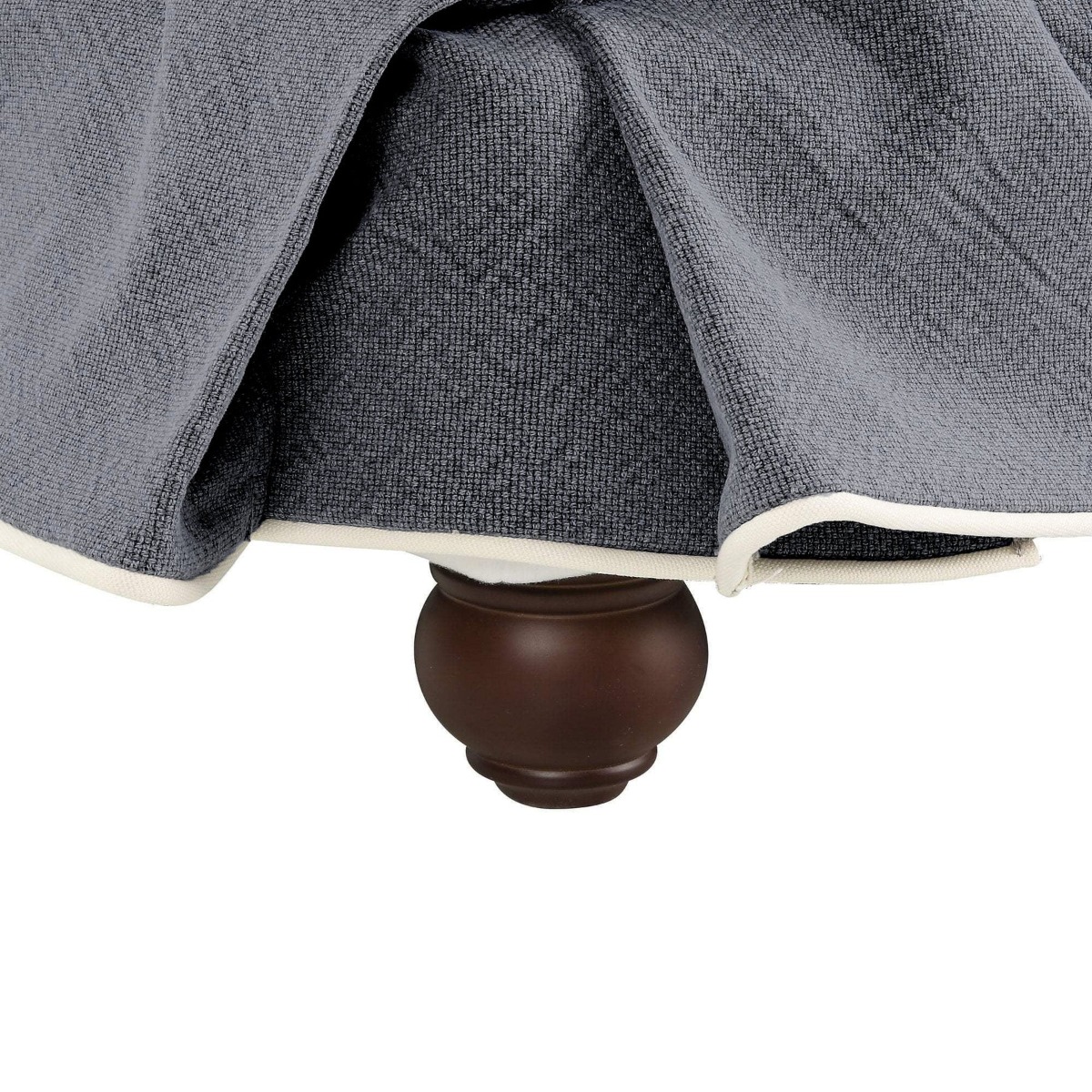 Slip Cover Only - Noosa Hamptons Ottoman Grey W/White Piping, W 83cm D 83cm H 45cm (RRP $299) - Image 3