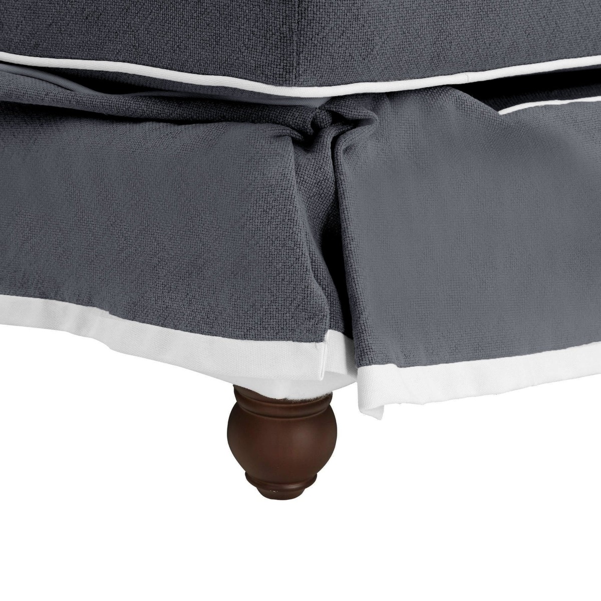 Slip Cover Only - Noosa Hamptons Ottoman Grey W/White Piping, W 83cm D 83cm H 45cm (RRP $299) - Image 5