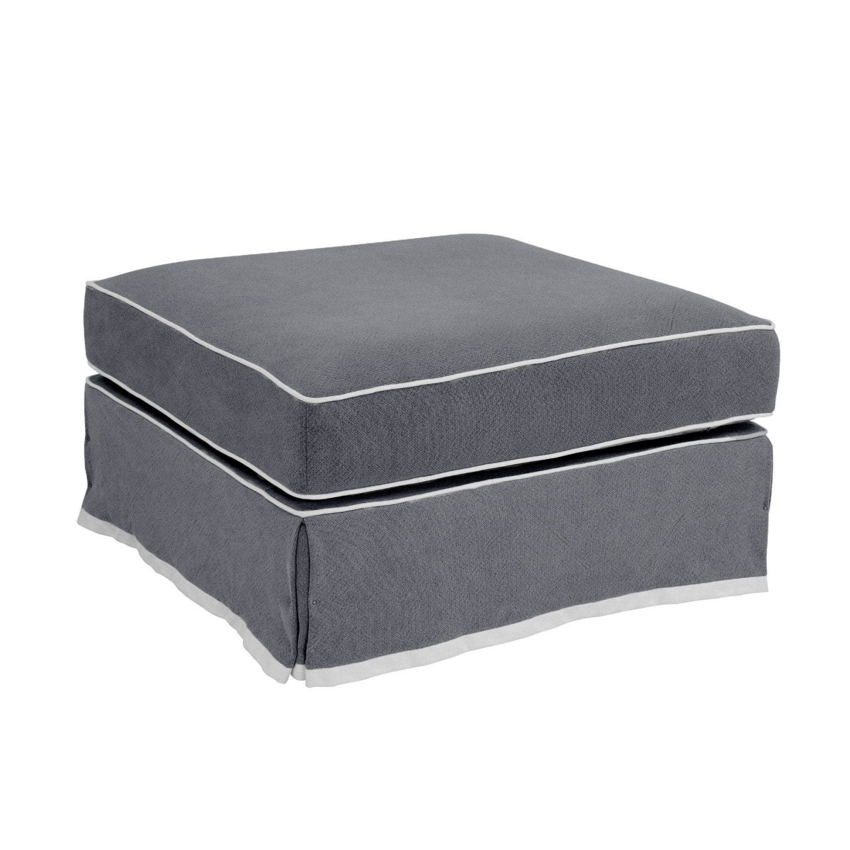 Slip Cover Only - Noosa Hamptons Ottoman Grey W/White Piping, W 83cm D 83cm H 45cm (RRP $299) - Image 8