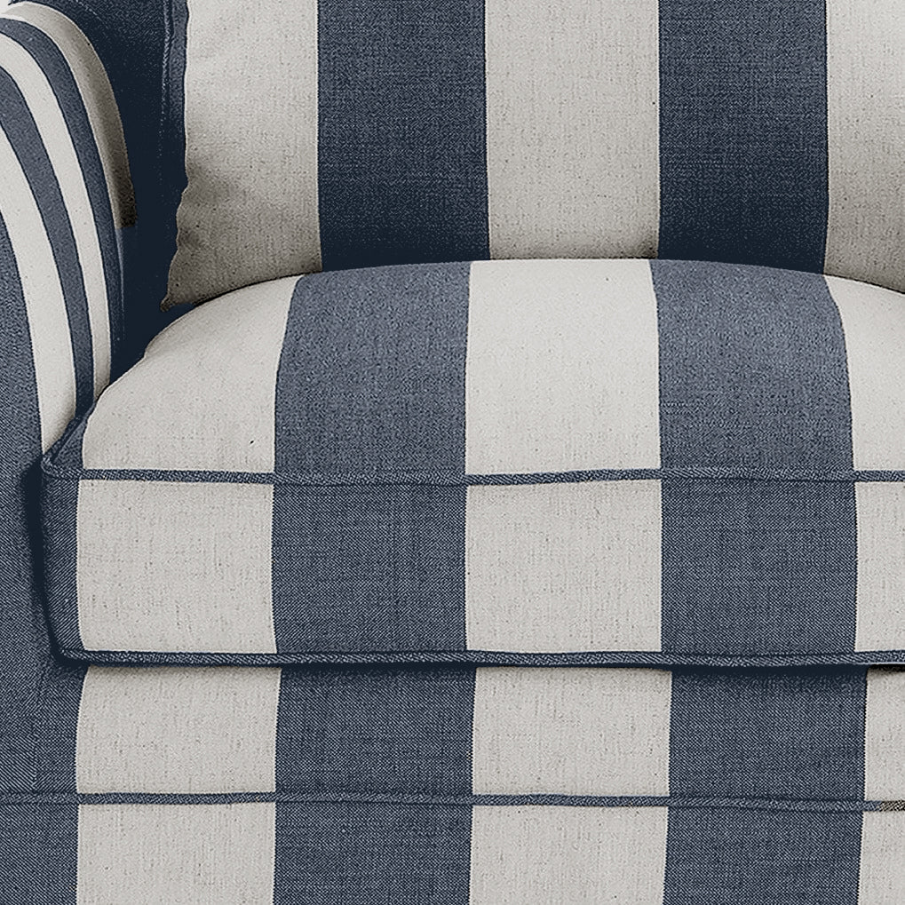 Slip Cover Only - Noosa Hamptons Armchair Denim/Cream Stripe, W 90cm D 91cm H 80cm (RRP $724) - Image 2