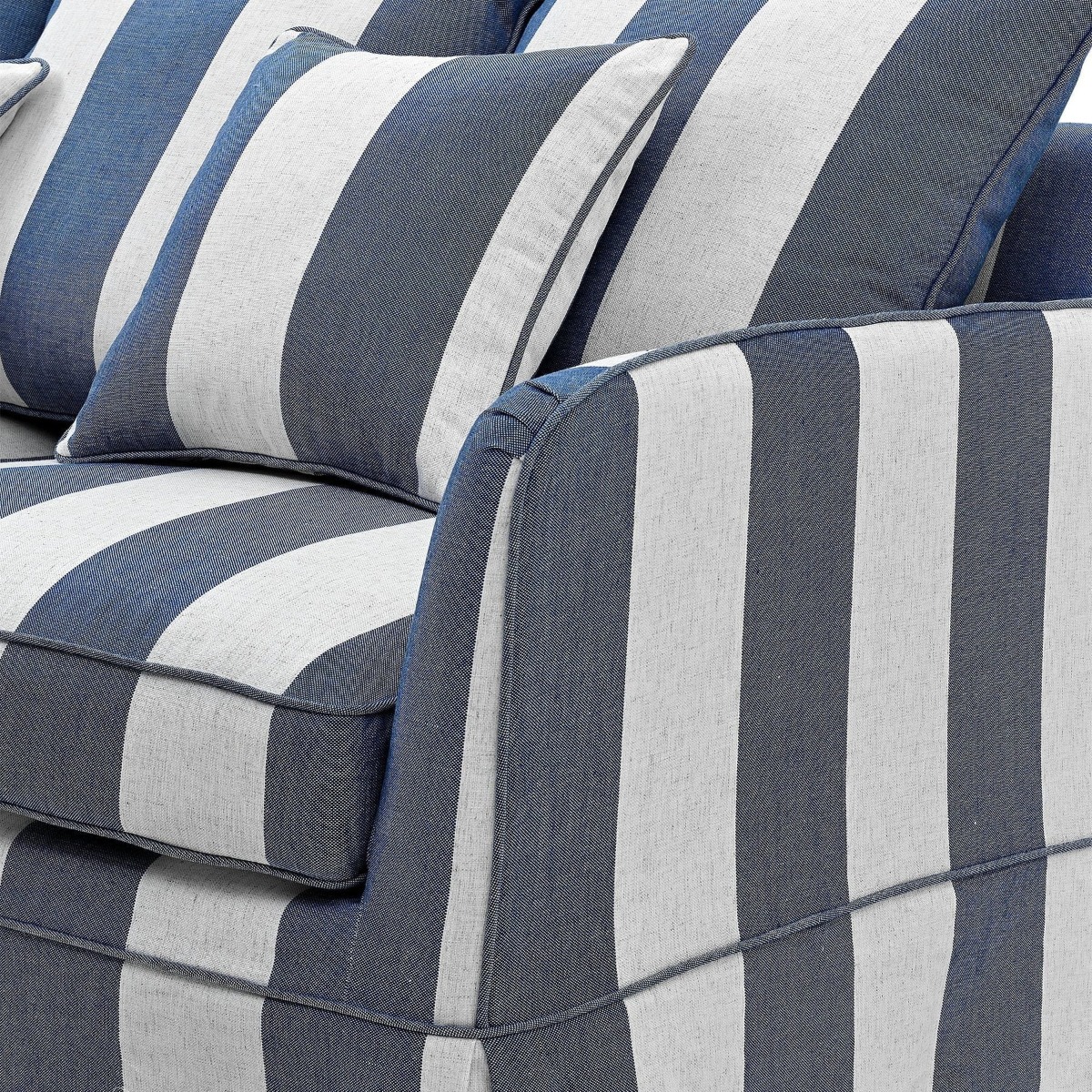 Slip Cover Only - Noosa Hamptons 2 Seat Sofa Denim/Cream Stripe, W 170cm D 91cm H 80cm (RRP $799) - Image 2