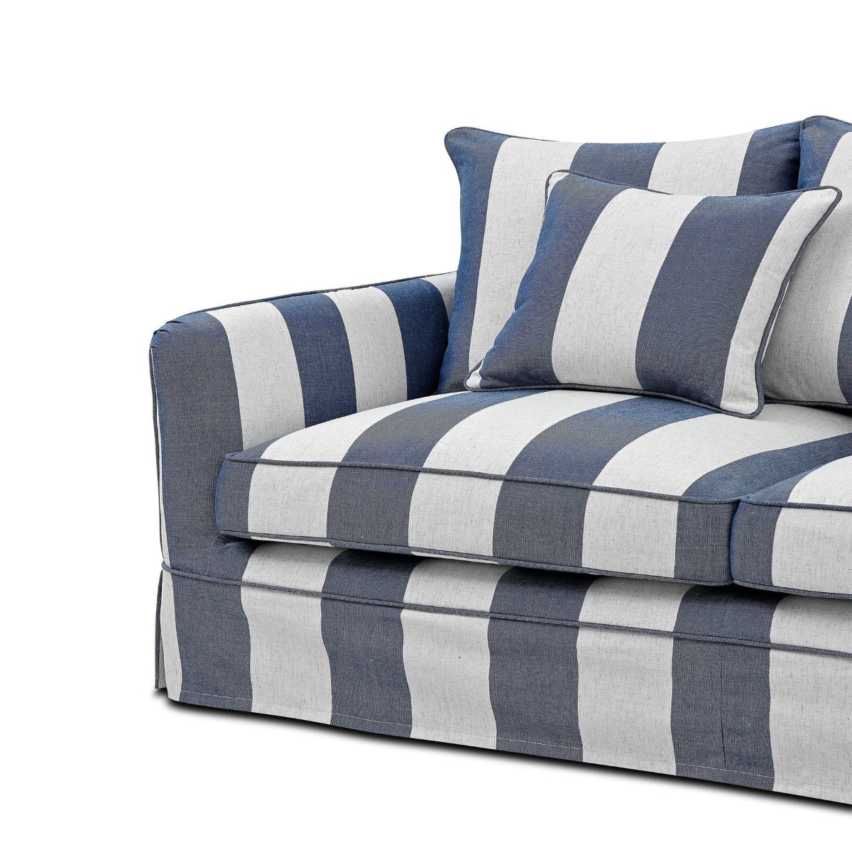 Slip Cover Only - Noosa Hamptons 2 Seat Sofa Denim/Cream Stripe, W 170cm D 91cm H 80cm (RRP $799) - Image 3