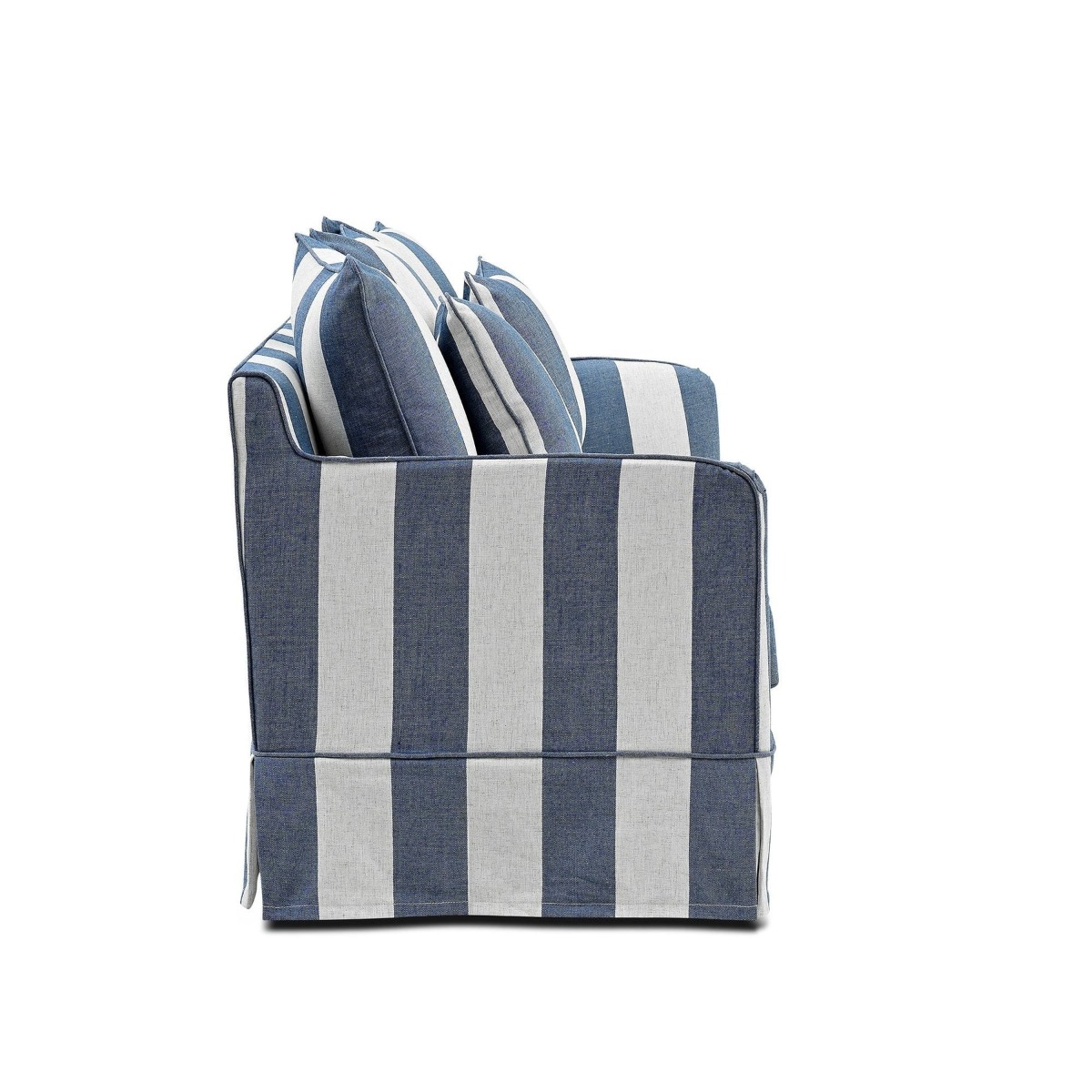Slip Cover Only - Noosa Hamptons 2 Seat Sofa Denim/Cream Stripe, W 170cm D 91cm H 80cm (RRP $799) - Image 8