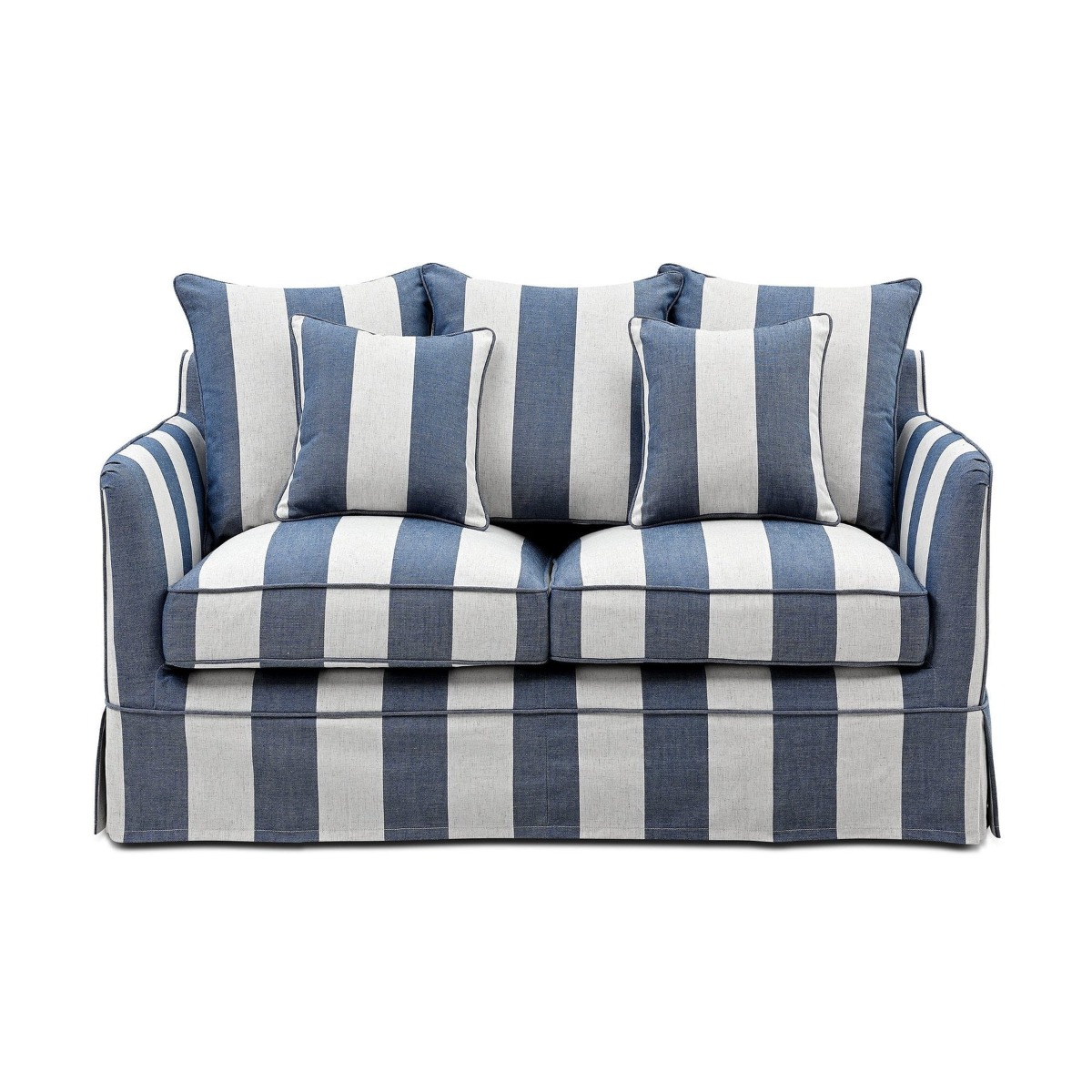 Slip Cover Only - Noosa Hamptons 2 Seat Sofa Denim/Cream Stripe, W 170cm D 91cm H 80cm (RRP $799) - Image 10
