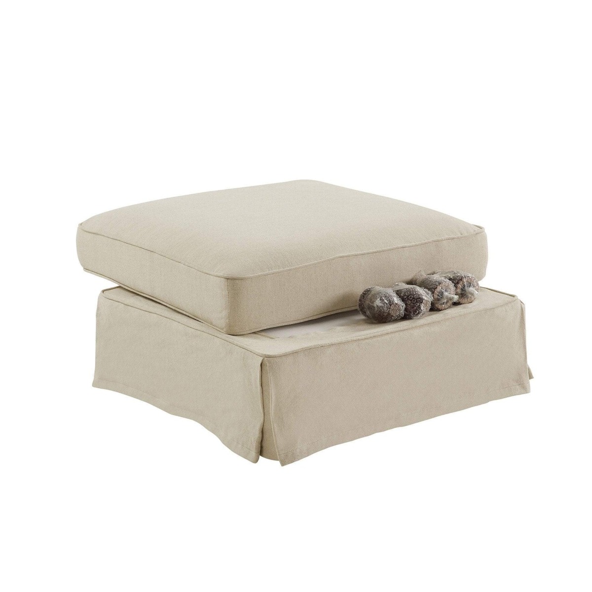 Slip Cover Only - Noosa Hamptons Ottoman Beige, W 83cm D 83cm H 45cm (RRP $299) - Image 3