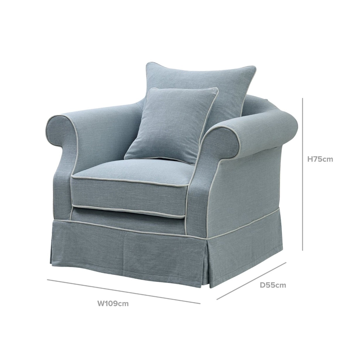 Slip Cover Only - Avalon Hamptons Armchair Beach, W 109cm D 96cm H 81cm (RRP $699) - Image 10