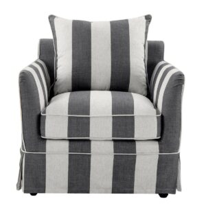 wp-image-tigress-49890.jpg Slip Cover Only - Noosa Hamptons Armchair Grey/Cream Stripe, W 90cm D 91cm H 80cm (RRP $724)