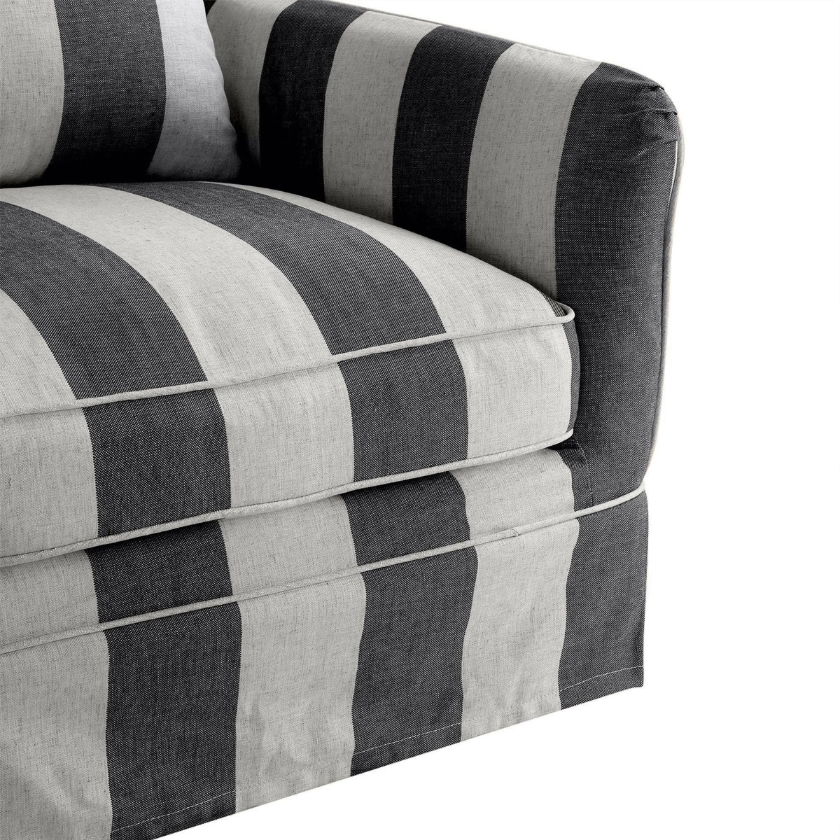 Slip Cover Only - Noosa Hamptons Armchair Grey/Cream Stripe, W 90cm D 91cm H 80cm (RRP $724) - Image 5