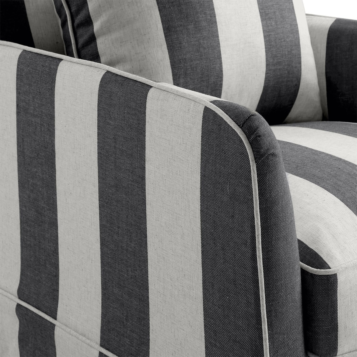Slip Cover Only - Noosa Hamptons Armchair Grey/Cream Stripe, W 90cm D 91cm H 80cm (RRP $724) - Image 6