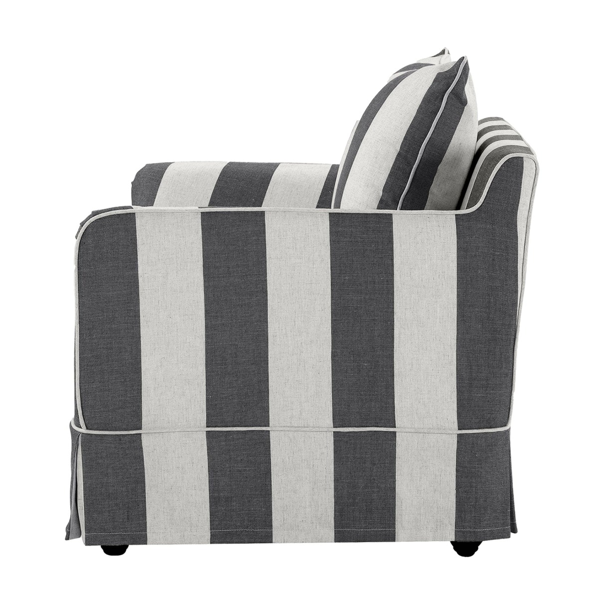 Slip Cover Only - Noosa Hamptons Armchair Grey/Cream Stripe, W 90cm D 91cm H 80cm (RRP $724) - Image 8