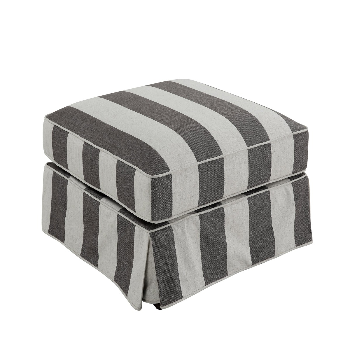 Slip Cover Only - Noosa Hamptons Ottoman Grey/Cream Stripe, W 83cm D 83cm H 45cm (RRP $299)