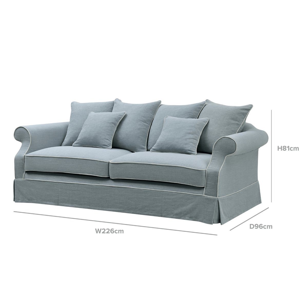 Slip Cover Only - Avalon Hamptons 3 Seat Sofa Beach, L 96cm W 226cm H 81cm (RRP $999) - Image 11