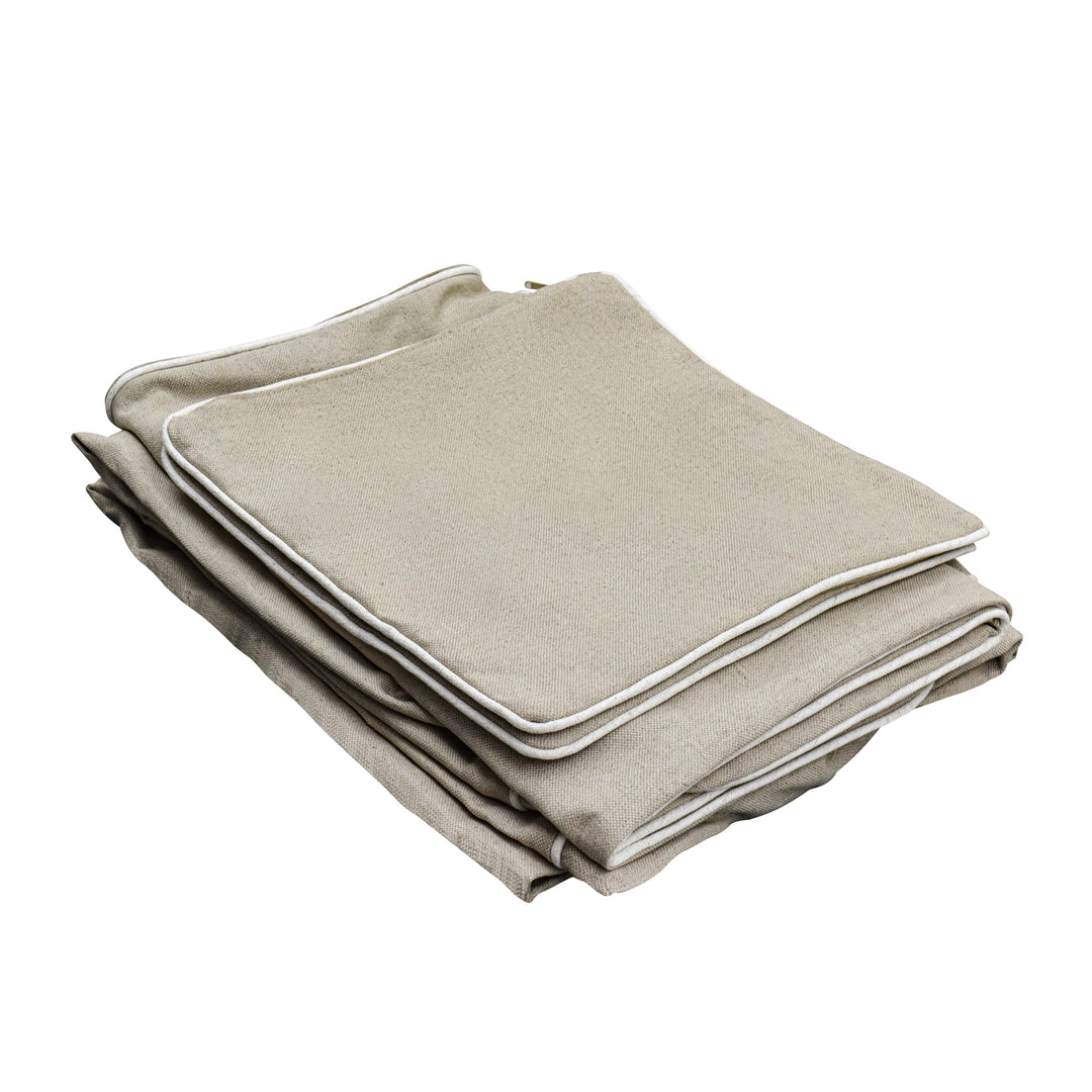 Slip Cover Only - Byron Hamptons 3 Seat Sofa Natural W/White Piping, W 223cm D 96cm H 78cm (RRP $999)