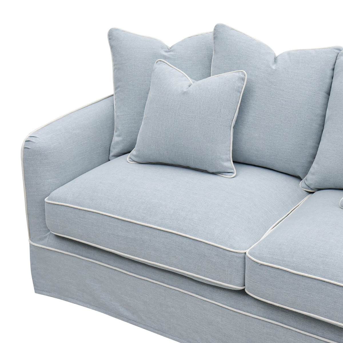 Slip Cover Only - Noosa Hamptons 2.5 Seat Sofa Beach W/White Piping, W 63cm D 14cm H 43cm (RRP $849) - Image 4