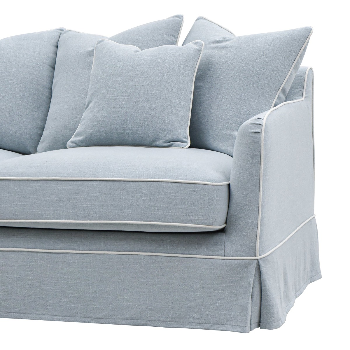 Slip Cover Only - Noosa Hamptons 2.5 Seat Sofa Beach W/White Piping, W 63cm D 14cm H 43cm (RRP $849) - Image 5