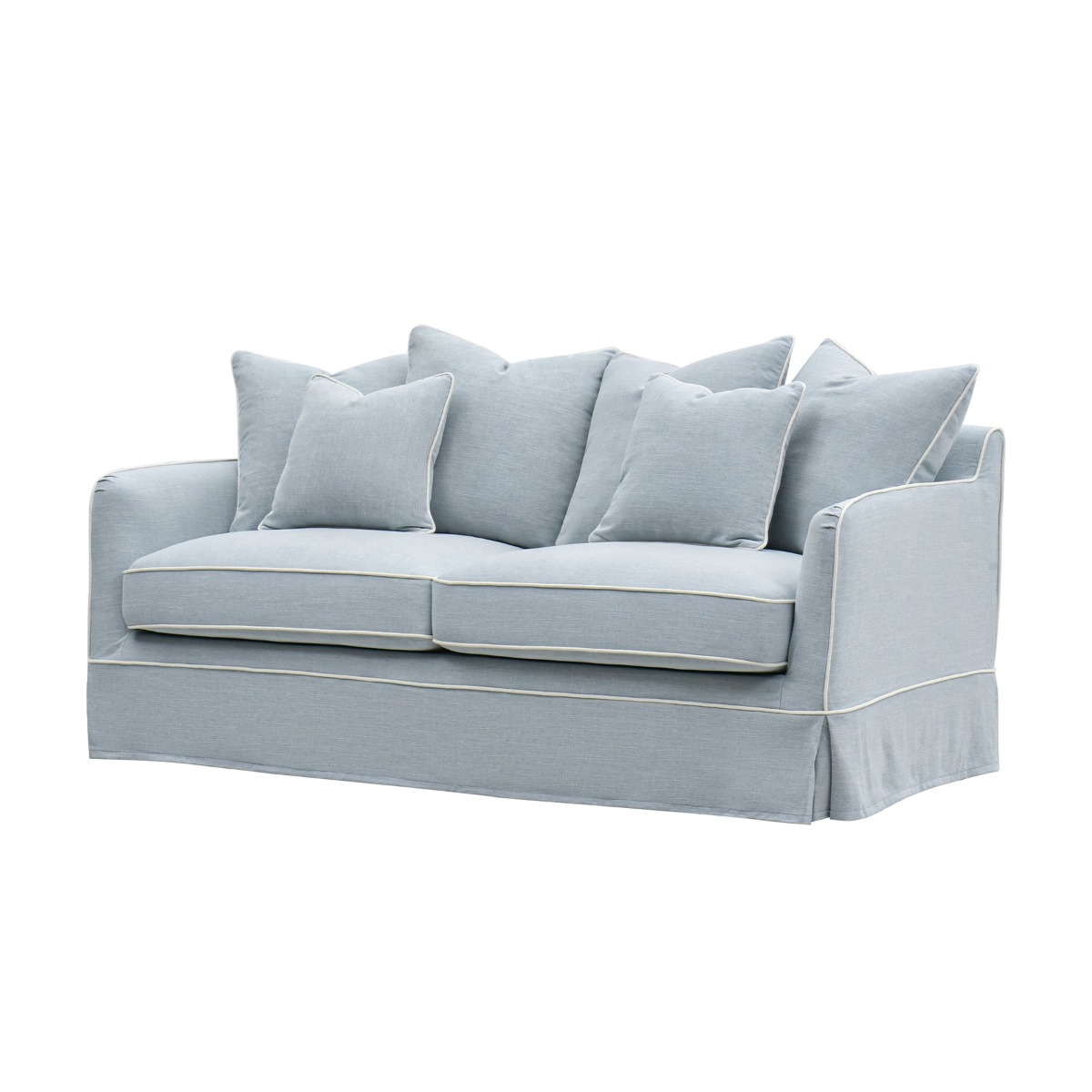 Slip Cover Only - Noosa Hamptons 2.5 Seat Sofa Beach W/White Piping, W 63cm D 14cm H 43cm (RRP $849) - Image 7