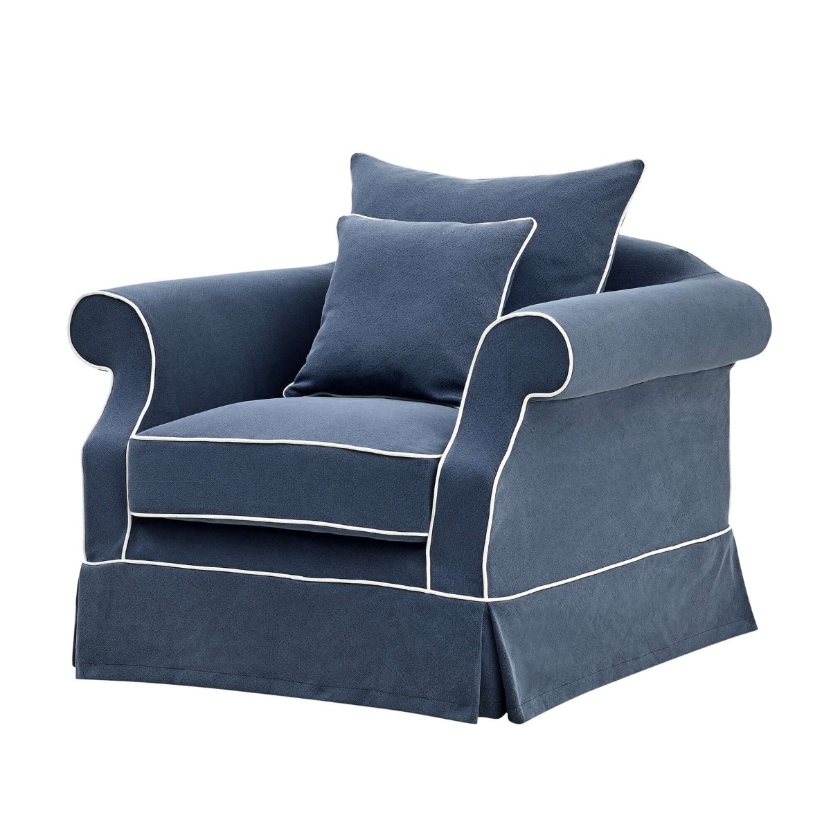 Slip Cover Only - Avalon Hamptons Armchair Navy, W 109cm D 96cm H 81cm (RRP $699) - Image 10