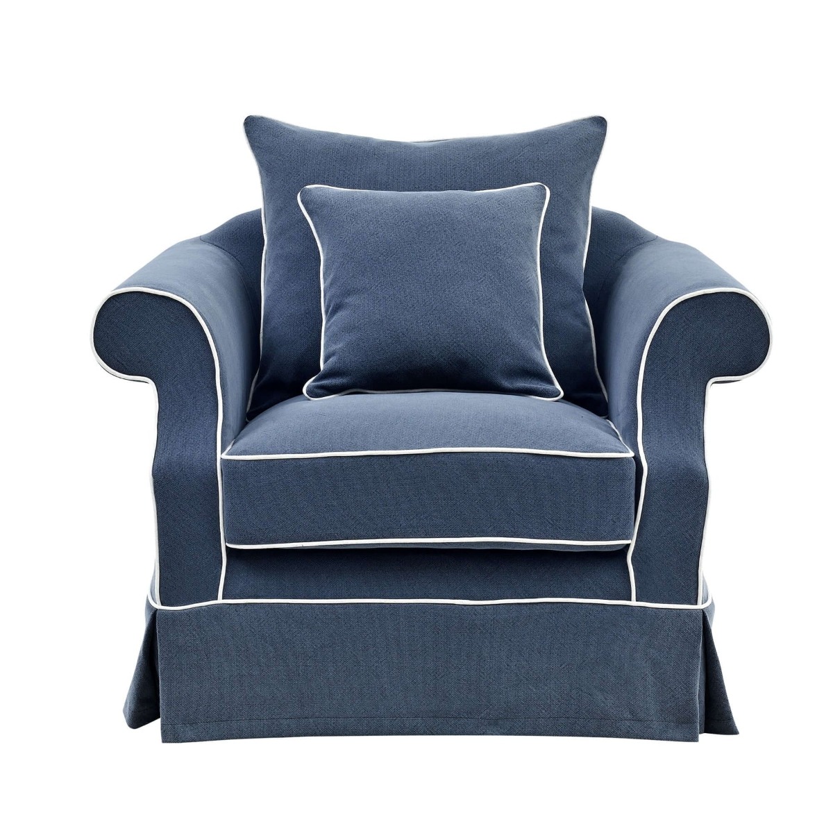 Slip Cover Only - Avalon Hamptons Armchair Navy, W 109cm D 96cm H 81cm (RRP $699) - Image 11