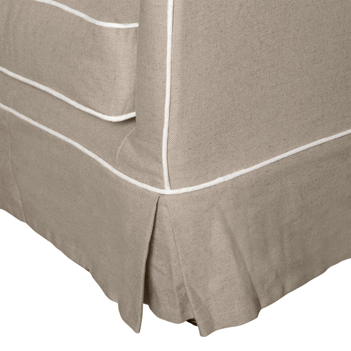 Slip Cover Only - Noosa Hamptons 1.5 Seat Sofa Natural W/White Piping, W 140cm D 91cm H 80cm (RRP $749) - Image 3