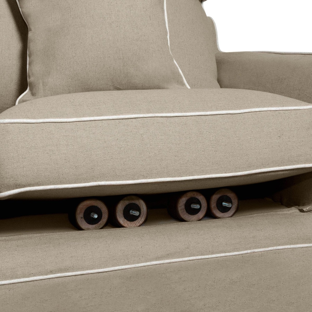 Slip Cover Only - Noosa Hamptons 1.5 Seat Sofa Natural W/White Piping, W 140cm D 91cm H 80cm (RRP $749) - Image 4
