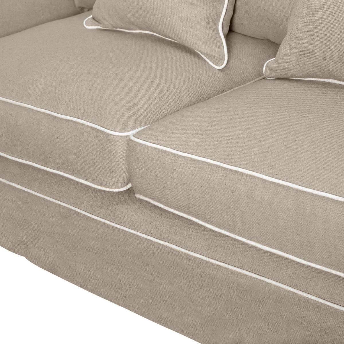 Slip Cover Only - Noosa Hamptons 1.5 Seat Sofa Natural W/White Piping, W 140cm D 91cm H 80cm (RRP $749) - Image 5