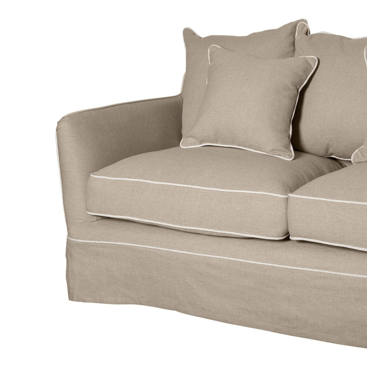Slip Cover Only - Noosa Hamptons 1.5 Seat Sofa Natural W/White Piping, W 140cm D 91cm H 80cm (RRP $749) - Image 7
