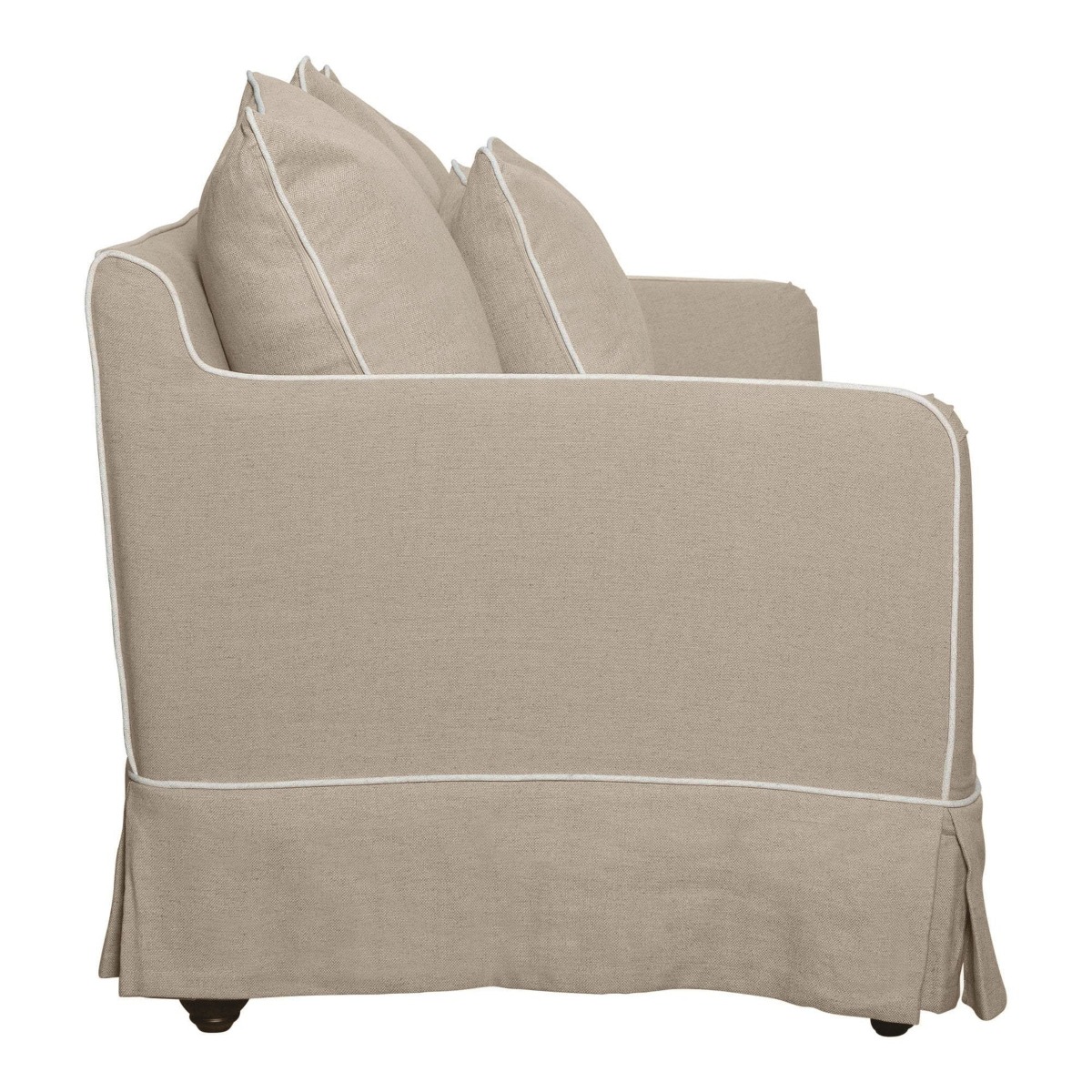 Slip Cover Only - Noosa Hamptons 1.5 Seat Sofa Natural W/White Piping, W 140cm D 91cm H 80cm (RRP $749) - Image 8