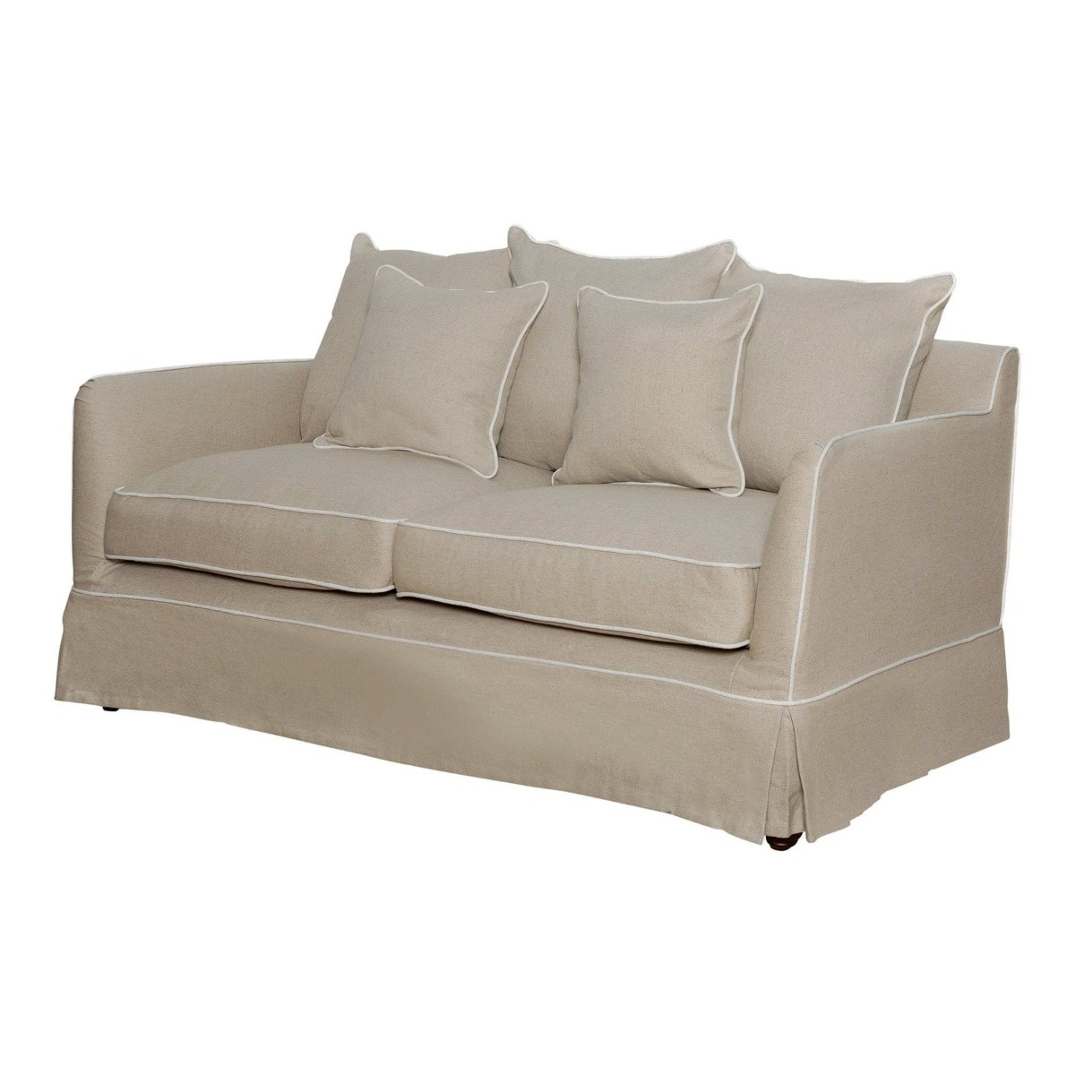 Slip Cover Only - Noosa Hamptons 1.5 Seat Sofa Natural W/White Piping, W 140cm D 91cm H 80cm (RRP $749) - Image 10