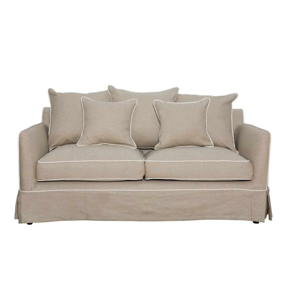 Slip Cover Only - Noosa Hamptons 1.5 Seat Sofa Natural W/White Piping, W 140cm D 91cm H 80cm (RRP $749) - Image 11