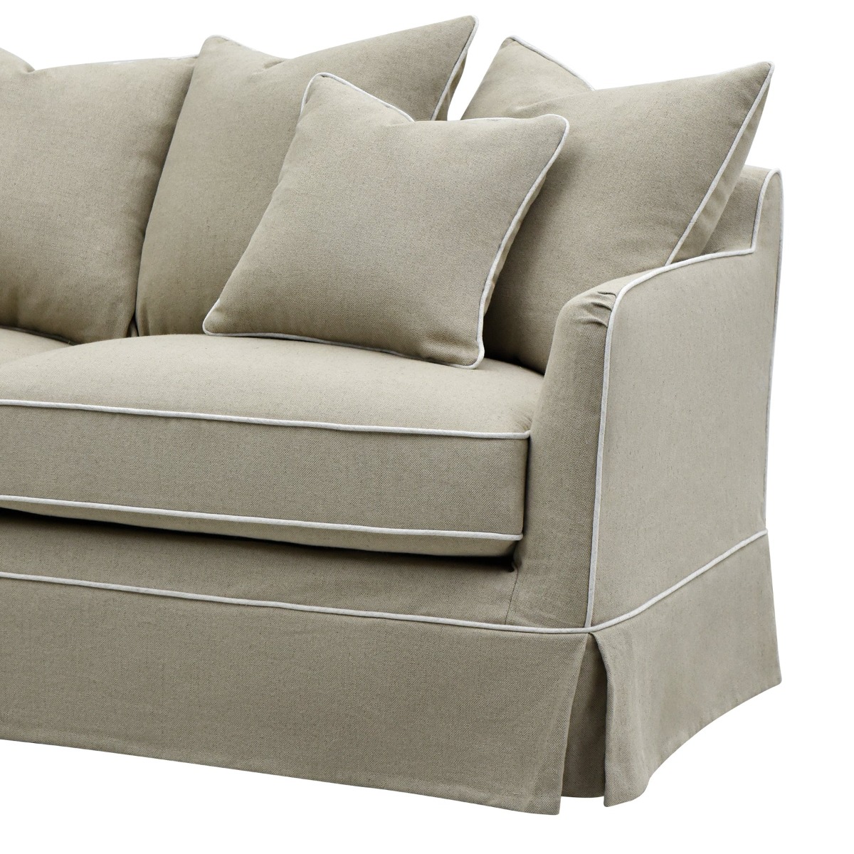 Slip Cover Only - Noosa Hamptons 2.5 Seat Sofa Natural W/White Piping, W 63cm D 14cm H 43cm (RRP $849) - Image 2