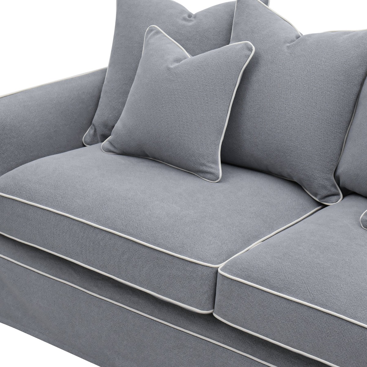 Slip Cover Only - Noosa Hamptons 2.5 Seat Sofa Grey W/White Piping, W 63cm D 14cm H 43cm (RRP $849) - Image 2