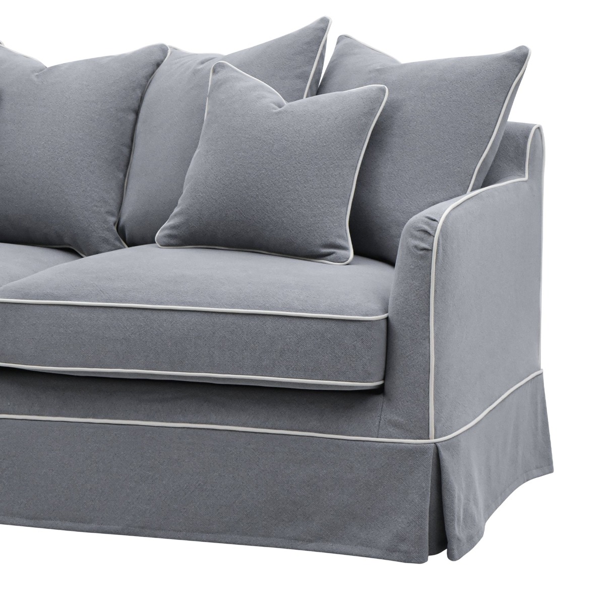 Slip Cover Only - Noosa Hamptons 2.5 Seat Sofa Grey W/White Piping, W 63cm D 14cm H 43cm (RRP $849) - Image 3