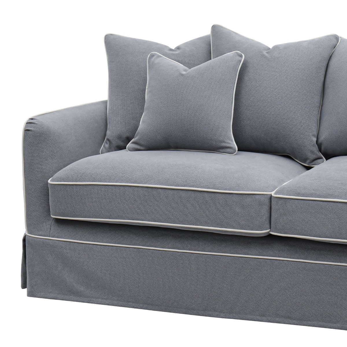 Slip Cover Only - Noosa Hamptons 2.5 Seat Sofa Grey W/White Piping, W 63cm D 14cm H 43cm (RRP $849) - Image 4