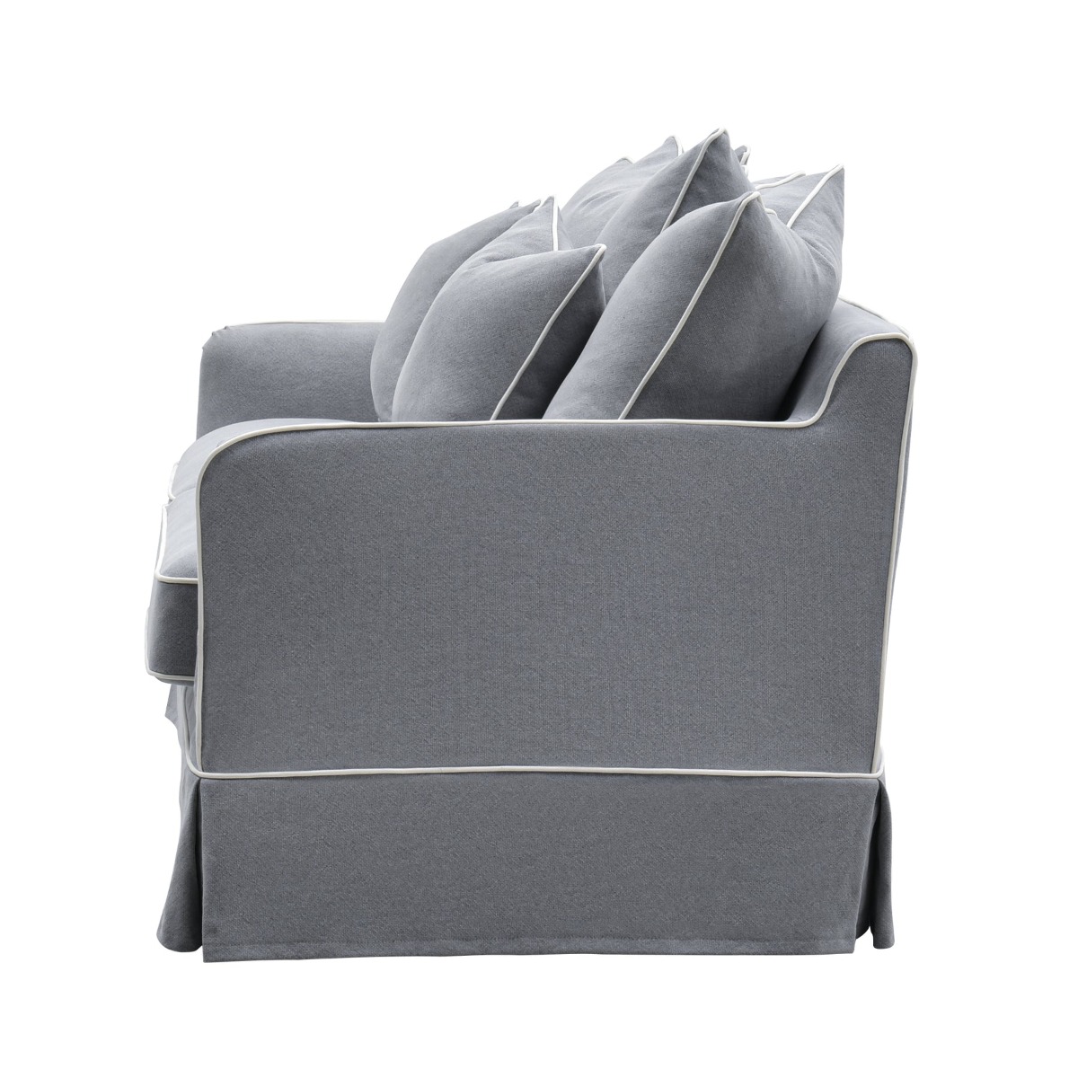 Slip Cover Only - Noosa Hamptons 2.5 Seat Sofa Grey W/White Piping, W 63cm D 14cm H 43cm (RRP $849) - Image 5