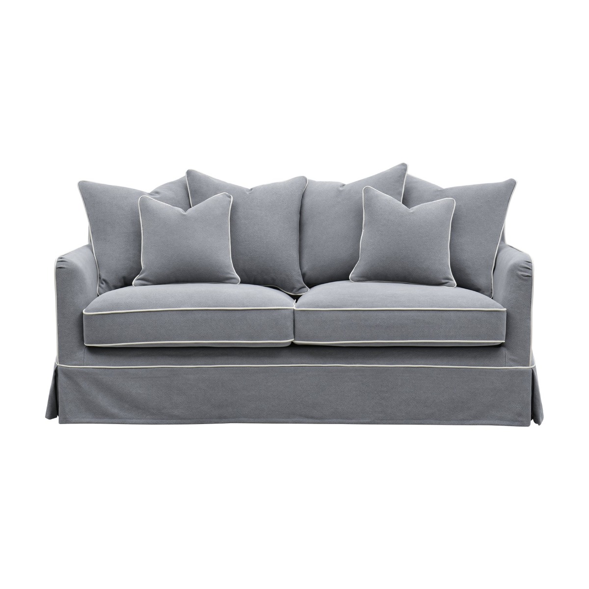Slip Cover Only - Noosa Hamptons 2.5 Seat Sofa Grey W/White Piping, W 63cm D 14cm H 43cm (RRP $849) - Image 7