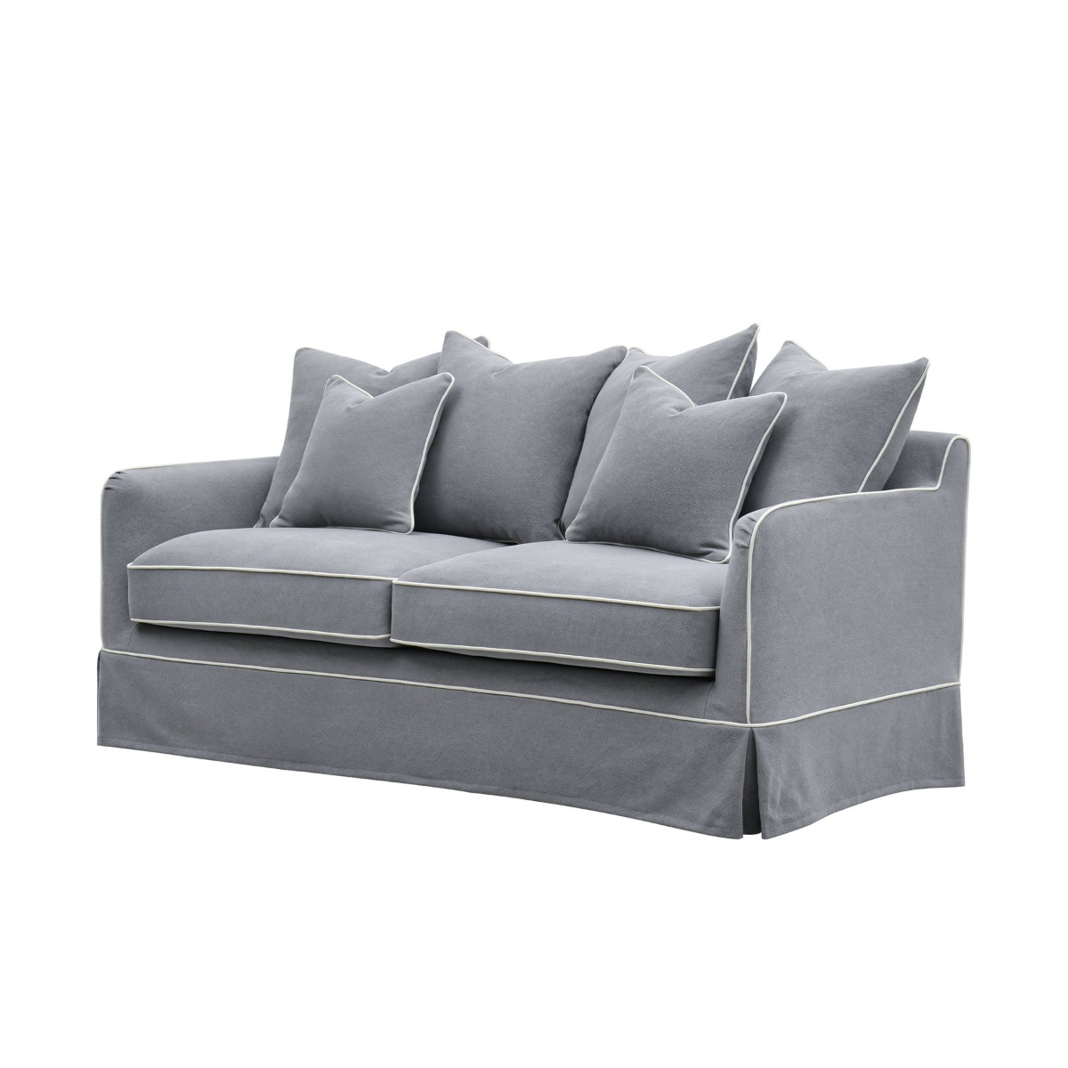 Slip Cover Only - Noosa Hamptons 2.5 Seat Sofa Grey W/White Piping, W 63cm D 14cm H 43cm (RRP $849) - Image 8