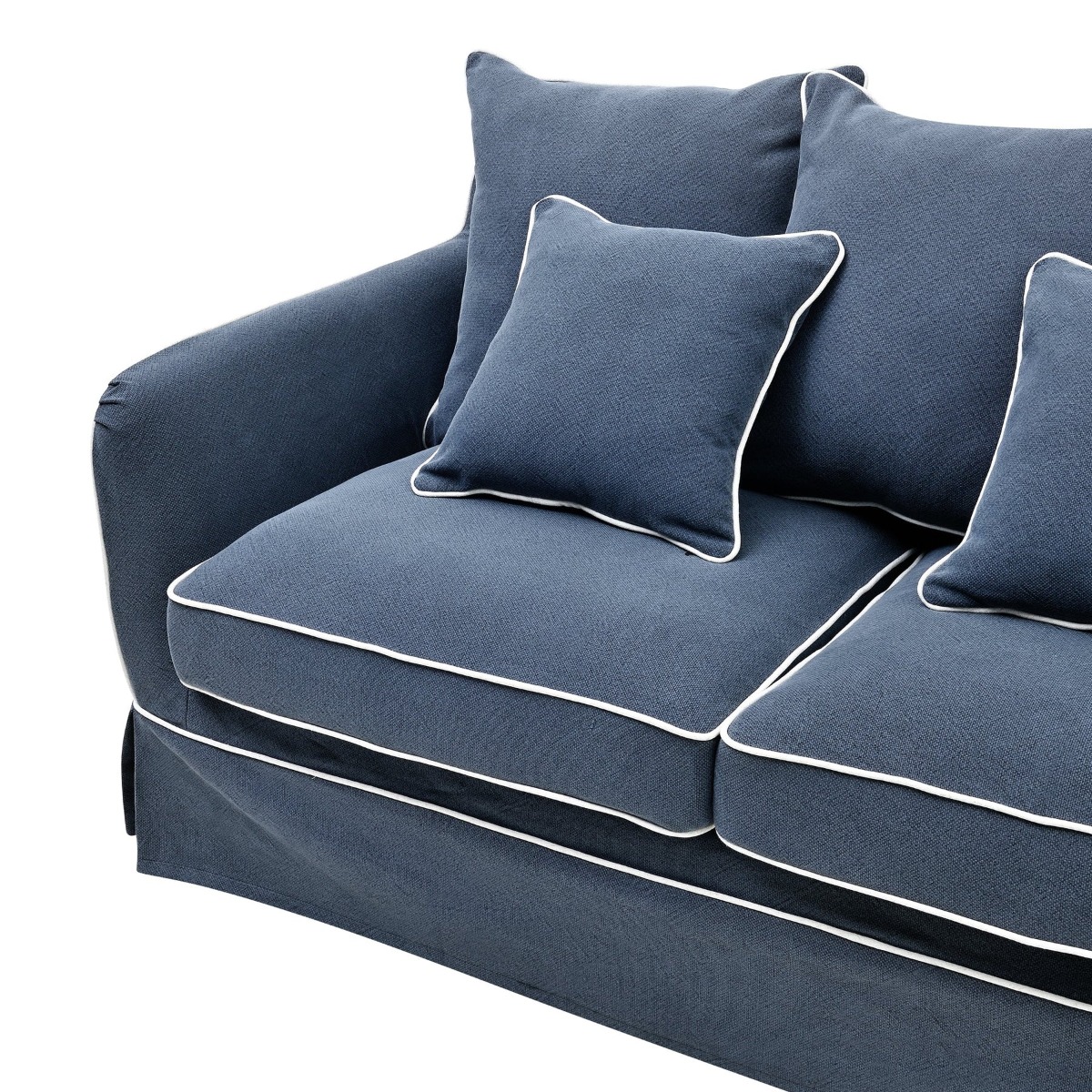 Slip Cover Only - Noosa Hamptons 1.5 Seat Sofa Navy W/White Piping, W 140cm D 91cm H 80cm (RRP $749) - Image 7