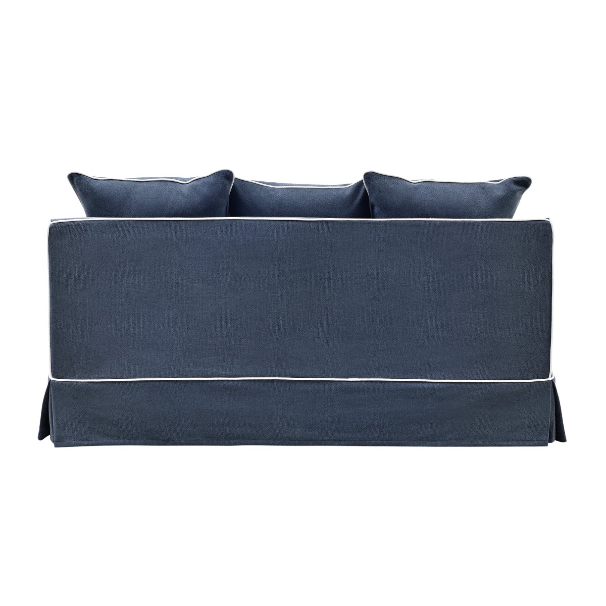 Slip Cover Only - Noosa Hamptons 1.5 Seat Sofa Navy W/White Piping, W 140cm D 91cm H 80cm (RRP $749) - Image 8