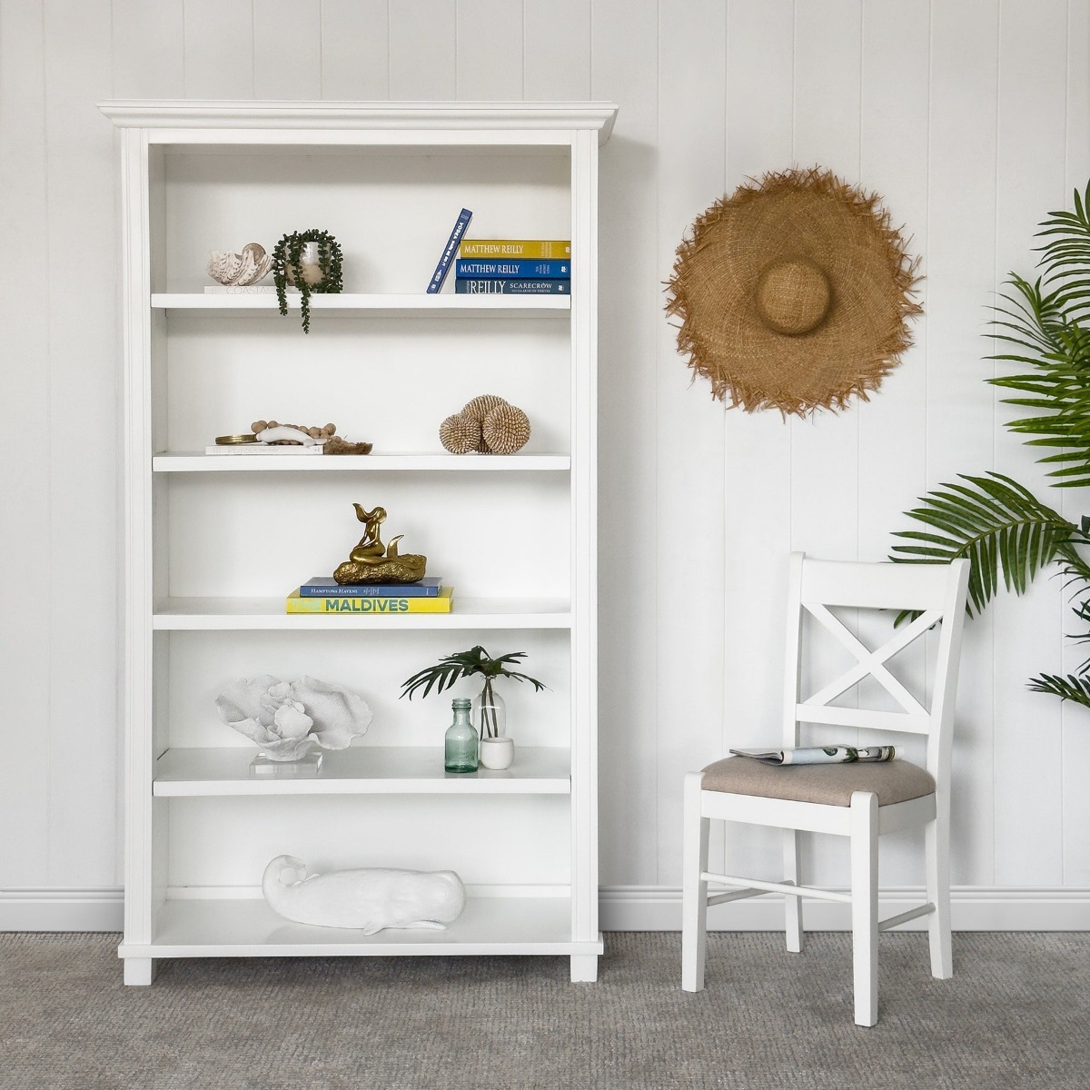 Sorrento Hamptons Style Bookshelf White, L 105cm W 105cm H 180cm (RRP $1699) - Image 5