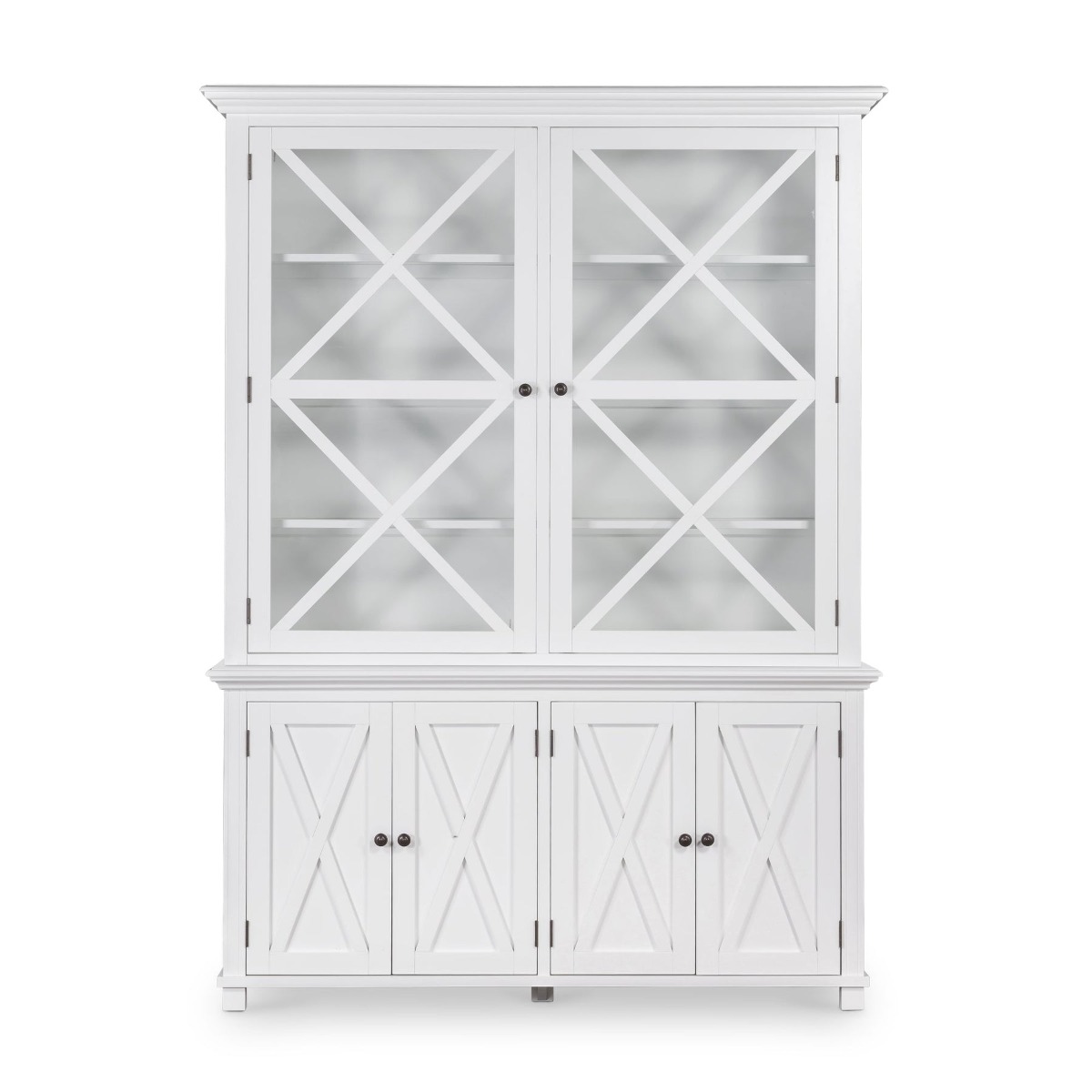 Sorrento Large Glass Door Hamptons Cabinet White, W 170cm D 50cm H 230cm (RRP $3999)